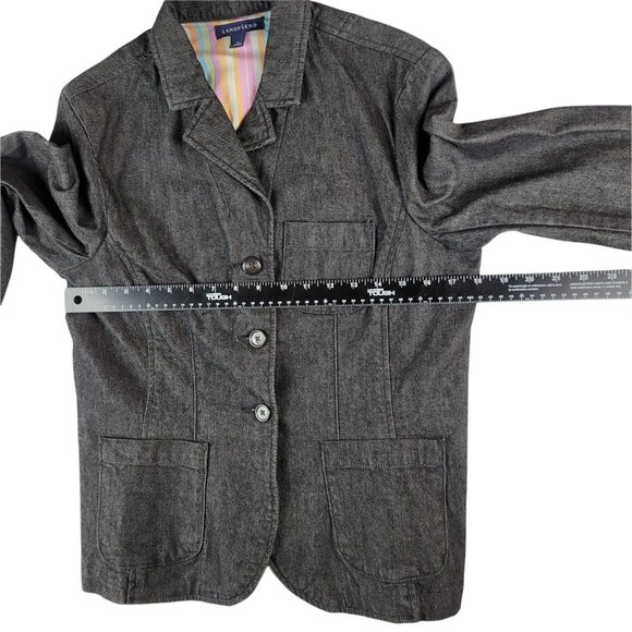 LANDS' END Women's Jean Jacket Size 10 Washed Black Denim - Picture 6 of 7